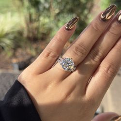 5ct big round Moissanite (6.1cttw) VVS1 D wedding ring set S925