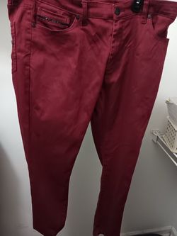 Fried‑Denim Skinny Pants – 38x32 (Maroon)