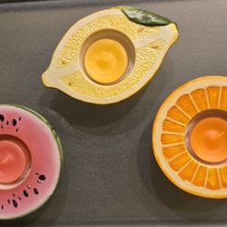PartyLite New Set of 3 Fruit Candle Holders