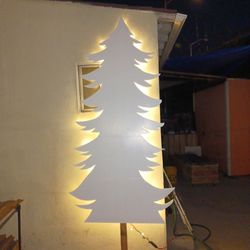 Wood Christmas Tree With Lights 