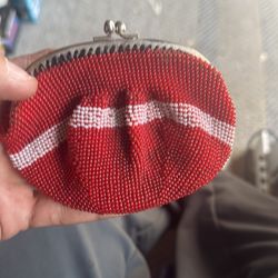 Handmade beaded vintage coin purse