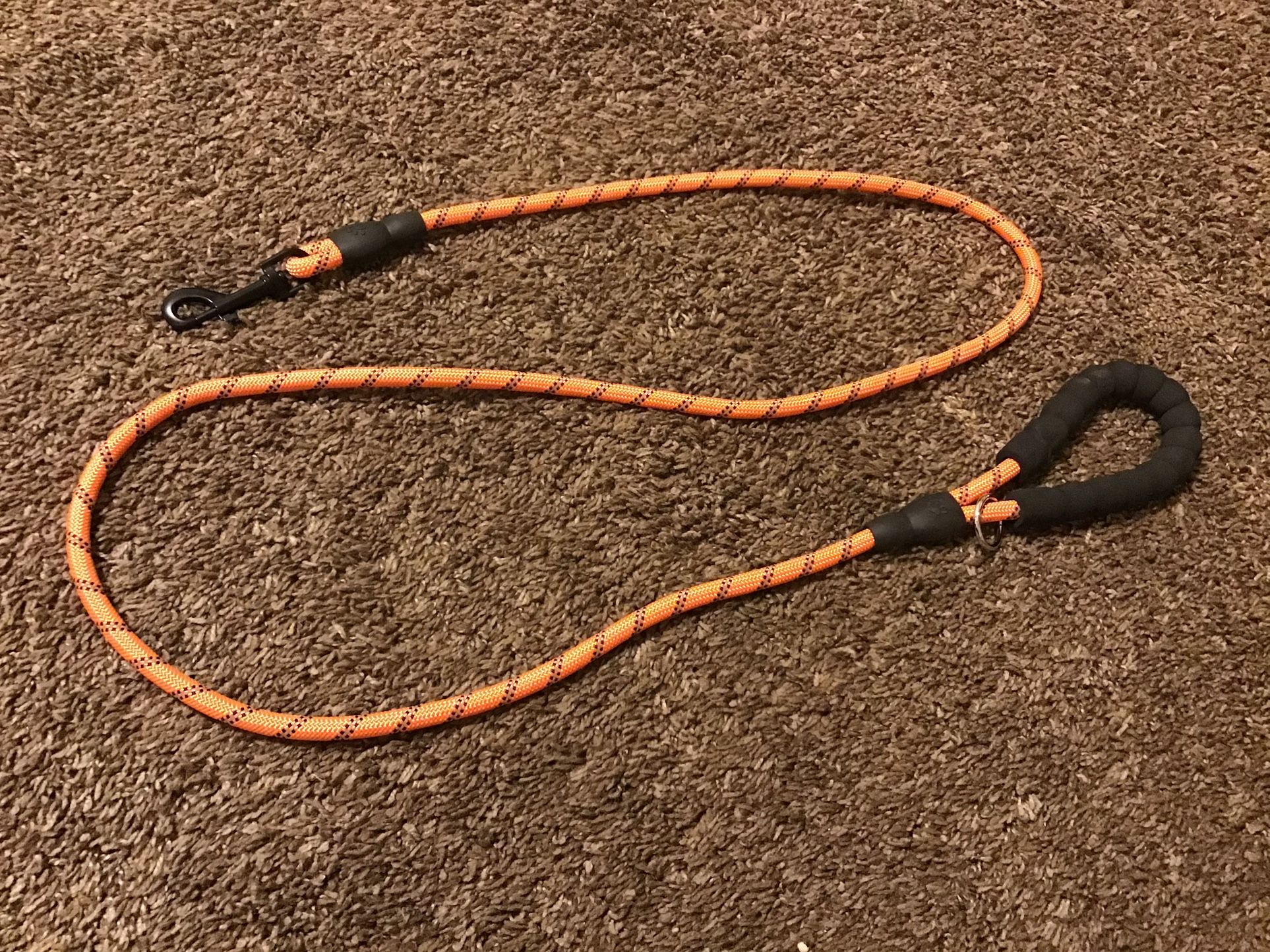 5’ Orange Dog Leash With Cushion Handle