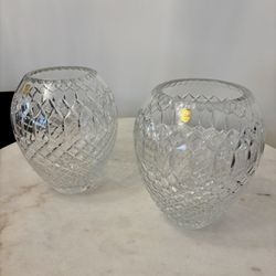 Pair of Large Crystal Vases 