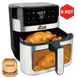 8.5QT Touch MIRASTON Air Fryer, Upgraded 2.11gal 8-in-1 Air Fryer, Digital Touchscreen Display