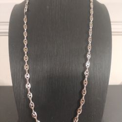 14K White Gold Plated 22 Inch Mariners Chain Unisex 