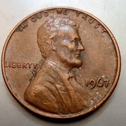 1967 Lincoln Cent No Mint Mark With 7 Over 6 ( RPD )