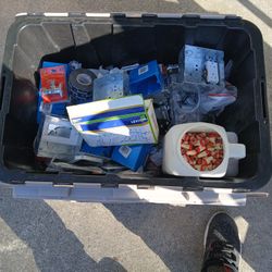 Box Full Of Mostly Electrical Parts 