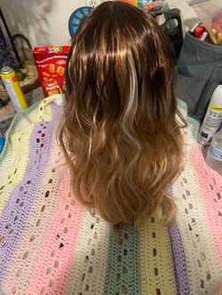Long light brown blonde highlight wig new