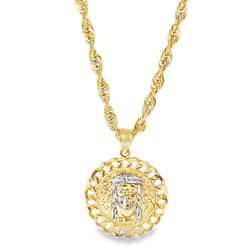 10k Yellow Gold Religious Charm Necklace 