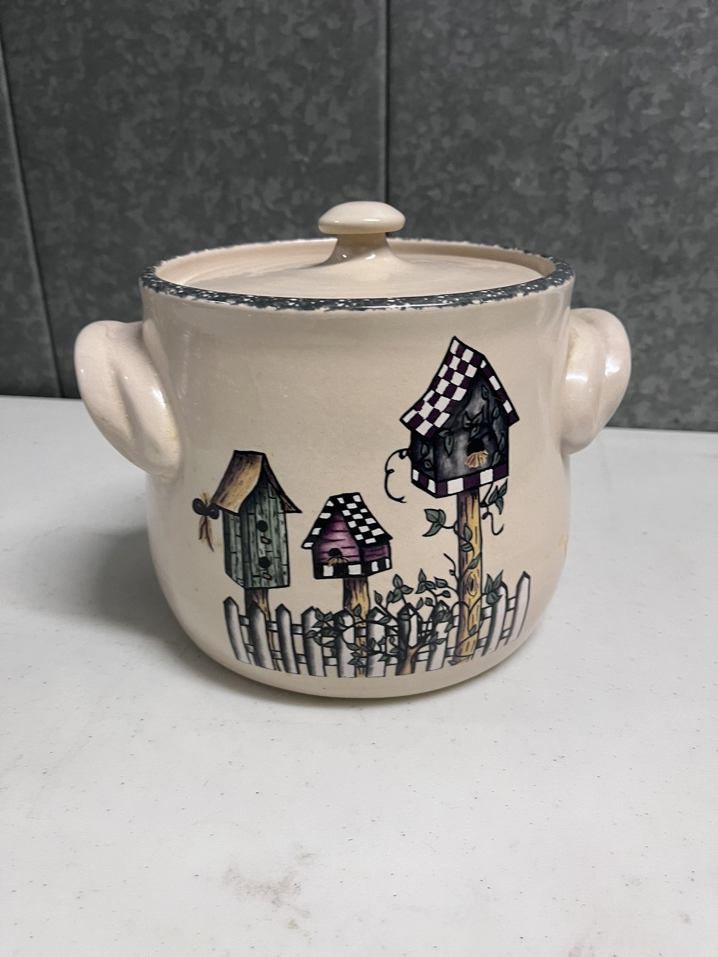 vintage home & garden party LTD Birdhouse Stoneware Bean Pot 2003