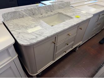 Collette 48 in. Single Sink Greige Bath Vanity with White Carrara Marble Top