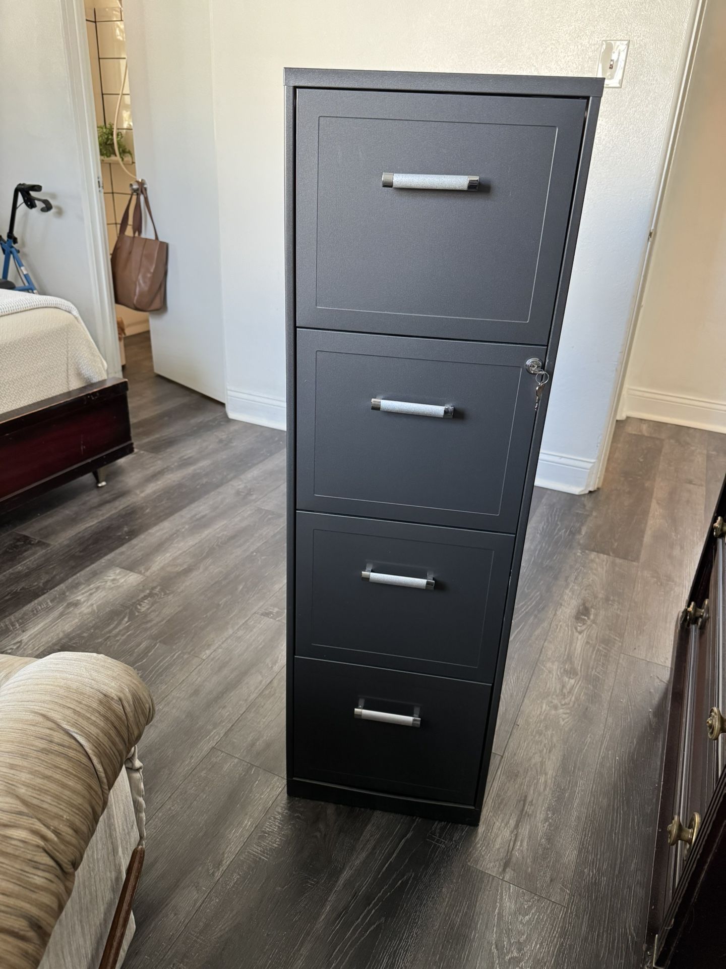 4-Drawer Locking File Cabinet - Charcoal Grey