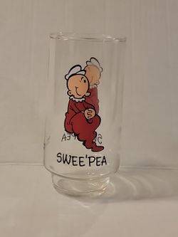 VINTAGE 1975 Coca-Cola Kollect-A-Set Series SWEE'PEA Glass Cup From Popeye Cartoon 