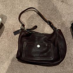 Small Brown Pebble Leather coach Pocketbook