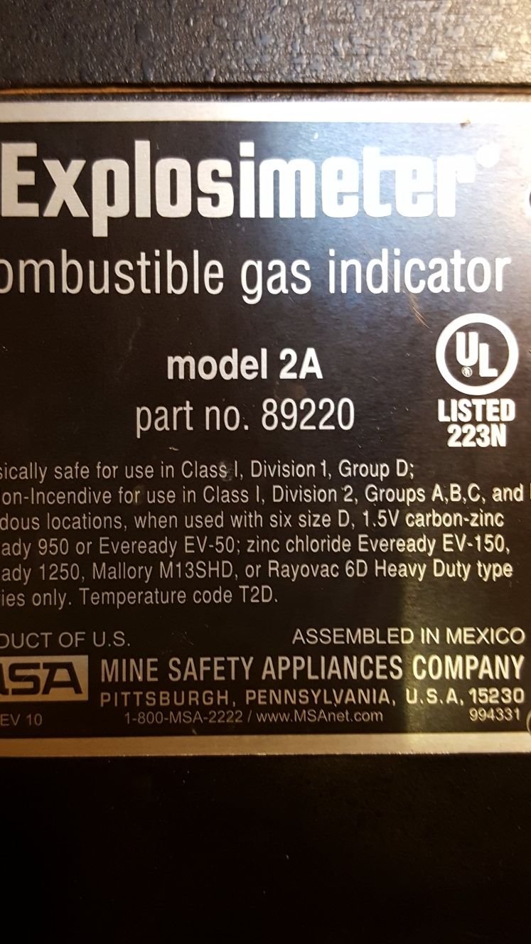 Explosimeter Combustible Gas Indicator Model A2