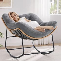 Oversized Rocking Accent Chair Gray – Cozy Lounge Recliner Chair