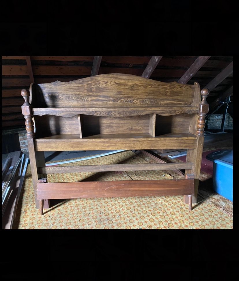 Antique Wooden Bed Headboard