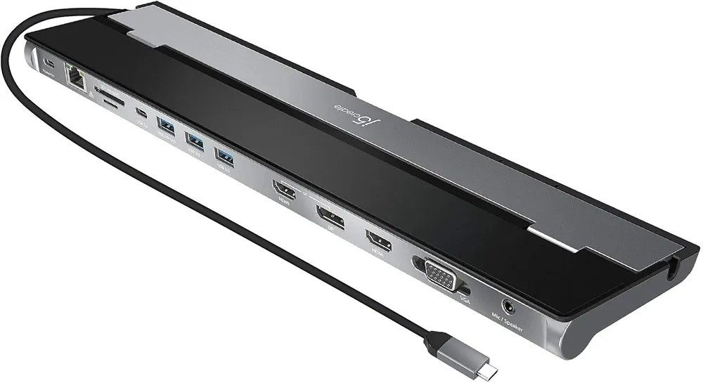 Tj5create USB-C Triple Monitor Docking Station provides extra connectivity from your computer and extends to up to three monitors