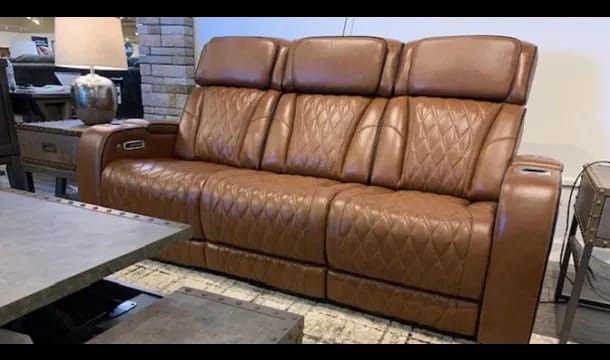 $50 Down Finance TOTAL $2349 Ashley Power Reclining Leather Caramel Sofa Free Delivery 