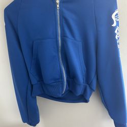 Blue cropped Zip Up Jacket 