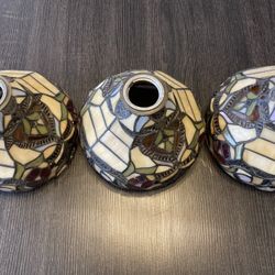 Set Of 3 Tiffany Style Stained Glass Shades