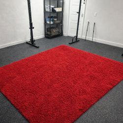 Large Red Shag Area Rug – Soft Plush Living Room / Bedroom Carpet