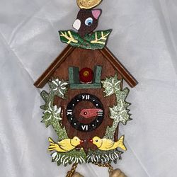 German Style Coo coo Clock Christmas tree Ornament Deer head Birds Vintage