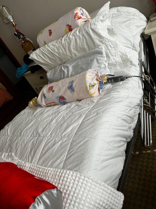 Drive brand electric has 6 function on wheels grey color new mattress has railings on both sides