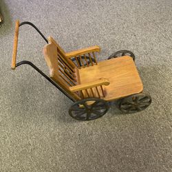 Antique Doll Chair With Wheels 