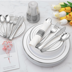 Silver Plastic Dinnerware