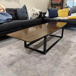 Amazing One Of One Custom MCM Mid Century Modern Black Walnut Coffee Table 66” x 21” x 14”