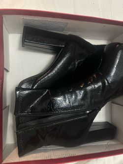 IMPO Black Patent Platform Ankle Boots