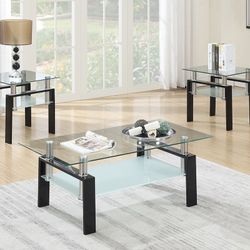 Black 3Pcs Coffee Table Set 👍FREE FINANCING AVAILABLE 👉 0️⃣ DOWN PAYMENT ❗NO CREDIT CHECK❗ 