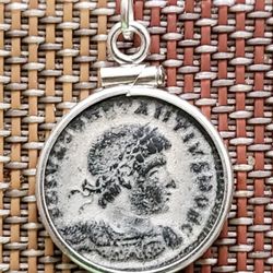 Authentic Genuine Ancient Bronze Roman Coin Of The Emperor Constantine The Great Dynasty 925 Solid Sterling Silver Pendant 