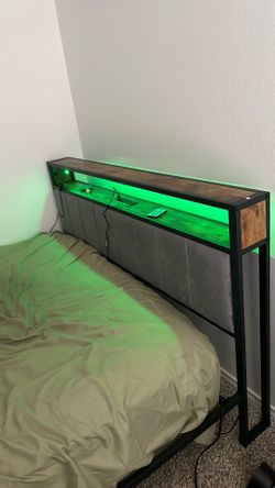 Grey/Wood Stainlees steel smart bed comes with bed mattress and mattress and pull over topper