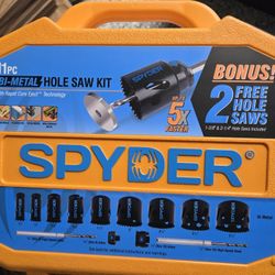 Spyder Bi-metal Arbored Adjustable Hole Saw Kit Set (11-Piece) with Hard Case