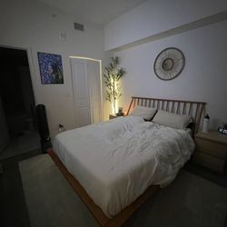 Queen Bed (frame, mattress, and topper)