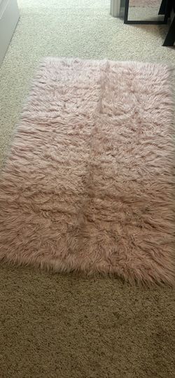 Dusty Pink Faux Fur Shag Area Rug