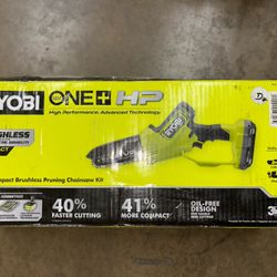  (Used Like New) Ryobi ONE+ HP 18V Brushless 6 in. Battery Compact Pruning Mini Chainsaw with 2.0 Ah Battery and Chainsaw