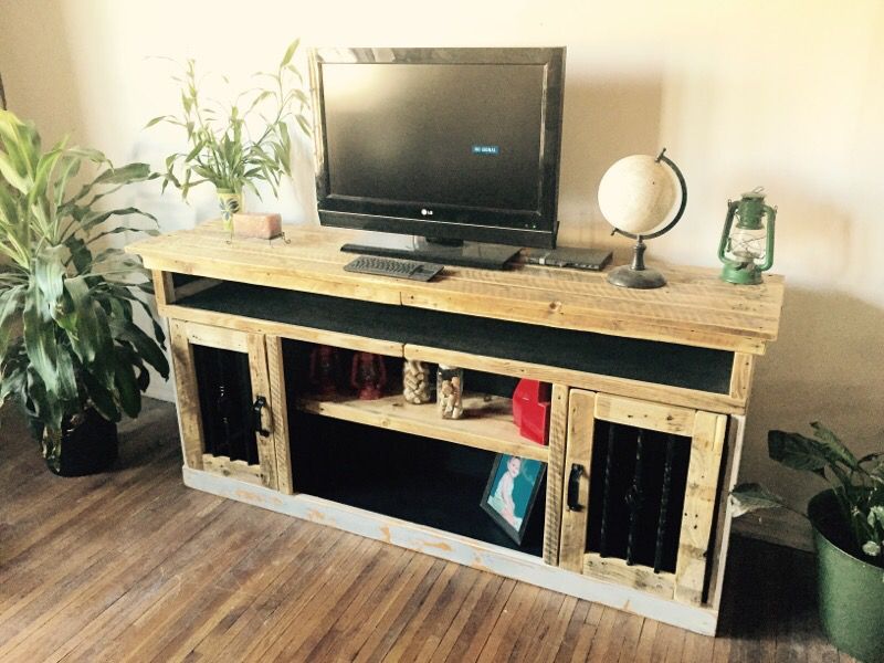 Reclaimed barn wood entertainment stand