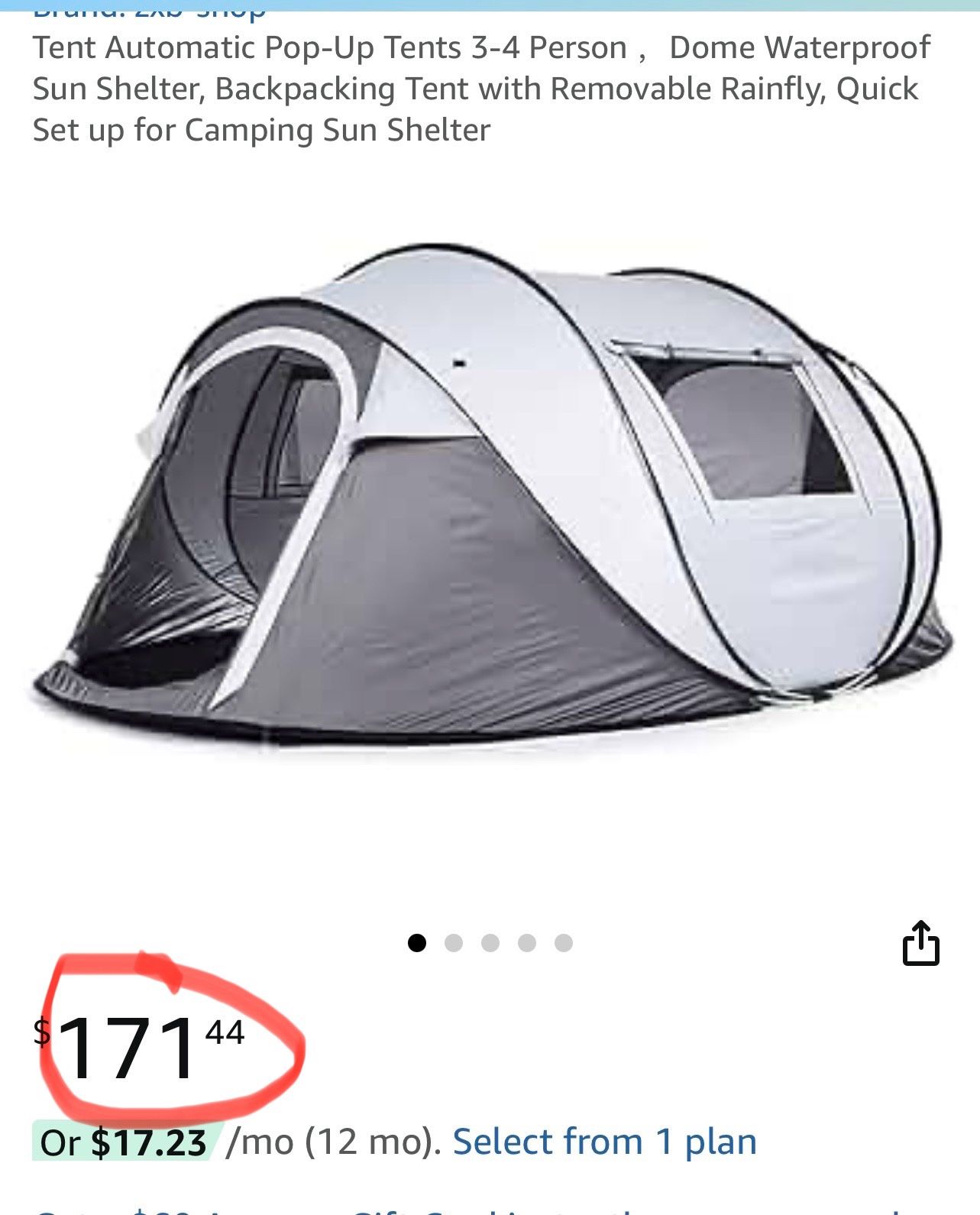 Tent Automatic Pop-Up Tents 3-4 Person, Dome Waterproof Sun Shelter, Backpacking Tent with Removable Rainfly, Quick Set up for Camping Sun Shelter