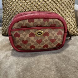 Coach Camera Bag In Signature Canvas With Heart Print