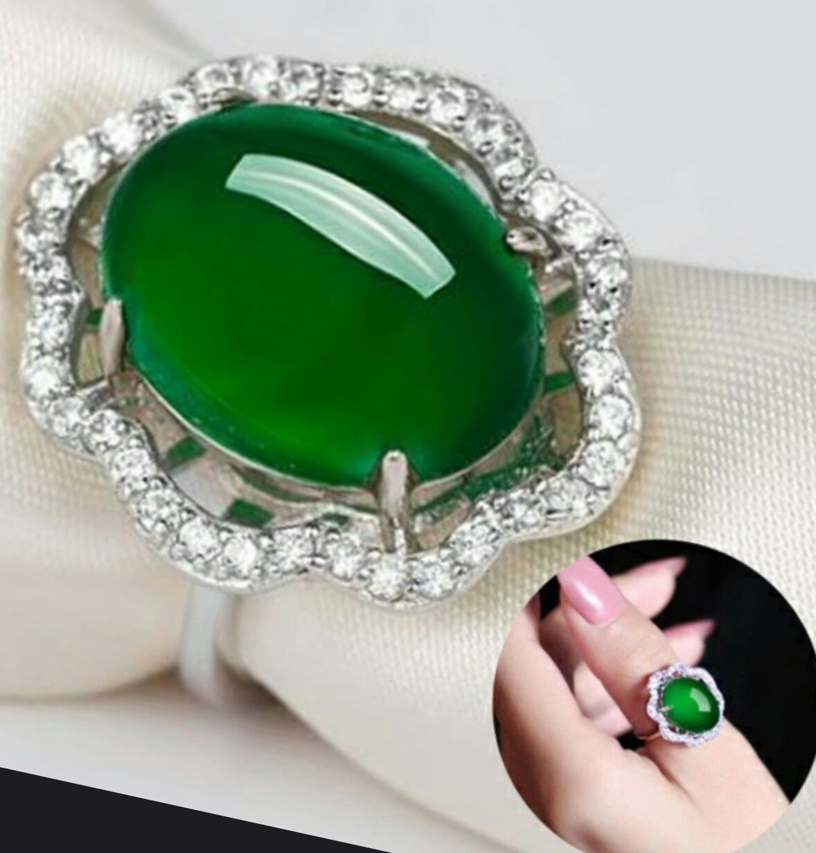 Green Chalcedony Gemstone Silver S925 Ring