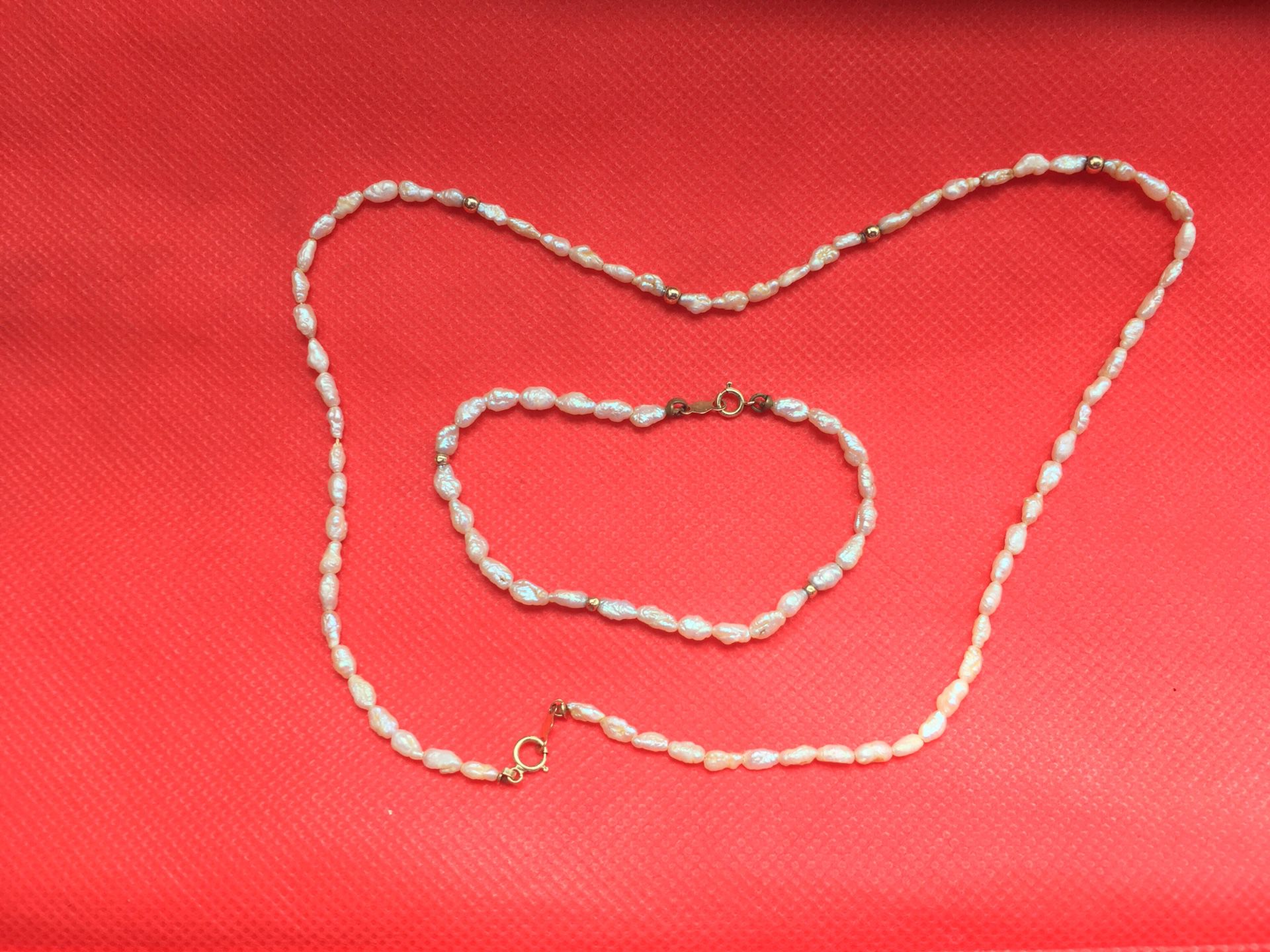 14k Gold Necklace & Bracelet Set (Freshwater Pearls)