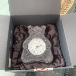 New Waterford Crystal Teddy Bear Table Clock