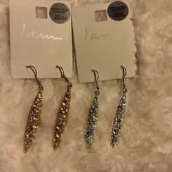 Beautiful Silver And Gold Earrings W/ lots Of Swarovski Crystals…