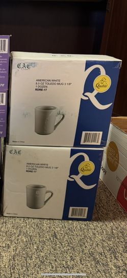 Coffee Cup American white 8.5 oz Toledo mug 3 3/8 1 dozen