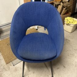 WEST ELM Orb Upholstered Dining Chair Dark Blue Mid Century Design