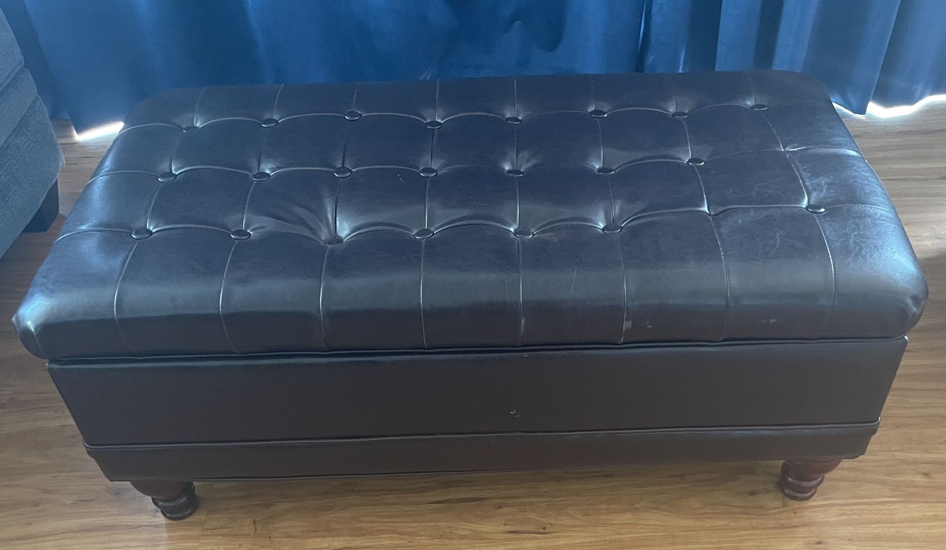 43” Bonded Faux Leather Storage Ottoman Bench