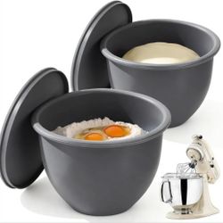 New Silicone Mixer Attachments Bowl Liners – 2 Pack, Compatible with 5 Quart KitchenAid Stand Mixer Bowls, Reusable Food-Grade Inserts for Mixing